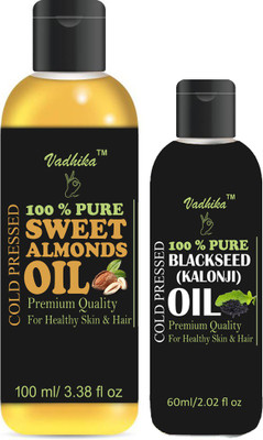 

Vadhika 100 % Pure & Natural Sweet Almonds Oil & Blackseed (kalonji) oil Hair Oil(160 ml)