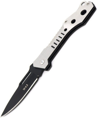 

AlexVyan Certified W43 Pocket Camping Folding Knife Black Blade Stainless Steel Lock Knive Pocket Knife(Black, Silver)