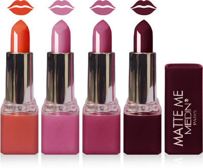 

Medin paris matte me lipstick cosmetics makeup combo set of 4(pink orange purple hot chocolate)