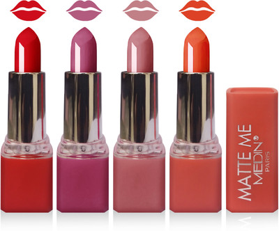 

Medin paris matte me lipstick cosmetics makeup combo set of 4(orange purple skin brown red)