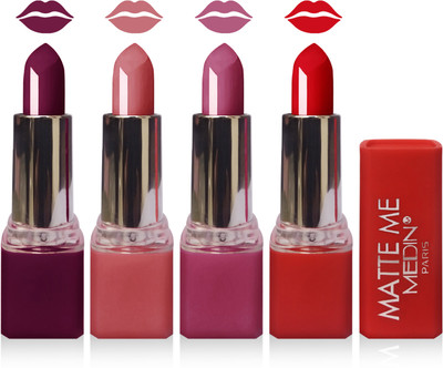 

Medin paris matte me lipstick cosmetics makeup combo set of 4(carrat purple red falsa)