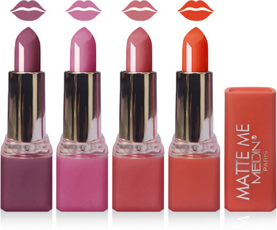 

Medin paris matte me lipstick cosmetics makeup combo set of 4(violet pink carrat orange)