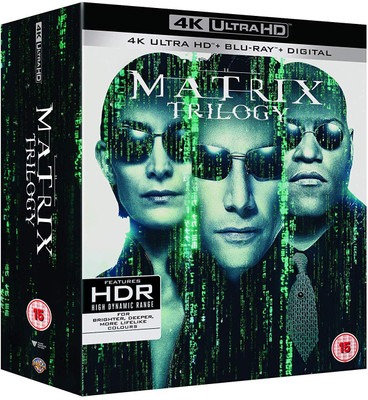 

The Matrix Trilogy: The Matrix + the Matrix Reloaded + The Matrix Revolutions (4K UHD + HD + Blu-ray Bonus Disc) (9-Disc Box Set) (Slipcase Packaging) (Fully Packaged Import)(4K(UHD) Blu-ray English)