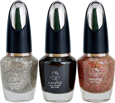 

Mars Glitter Mania With Black Nail Polish Glitter-1(Pack of 3)