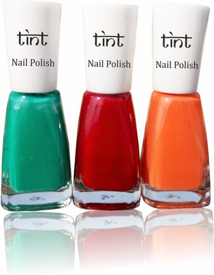 

Tint Nail polish Green red orange set of 3 Black(Pack of 3)