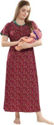 AV2 Women Maternity/Nursing Nighty(Red) Flipkart
