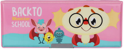 

Webby Back to School Back to School Monsters Art Plastic Pencil Box(Set of 1, Pink)