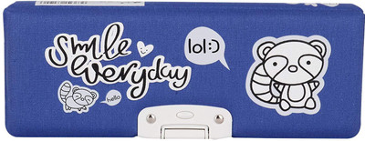 

Webby Smile Everyday Smile Everyday Cat Art Canvas Pencil Box(Set of 1, Dark Blue)