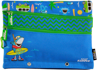 smily kiddos 1 Flower Art Polyester Pencil Box(Set of 1, Blue)