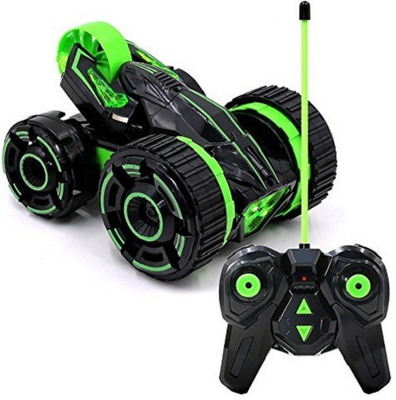 

RUDRA INTERNATIONAL MKB 5 Round stunt car with LED and 360 spins double side car toys for 4+ kids (Green)(Green)