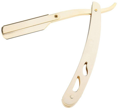 

PELO Folding Hair Salon Razor Blade For Beard, Shaving Razor For Salon Use, Golden, Pack of 1.