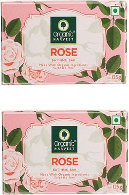 

Organic Harvest Set of 2 Organic Rose Bathing Bars(250 g, Pack of 2)
