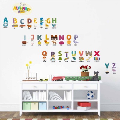 rawpockets 1 Wall Decals ' Live Alphabets for Kids ' Wall stickers (PVC Vinyl) Multicolour Self Adhesive Sticker(Pack of 1)