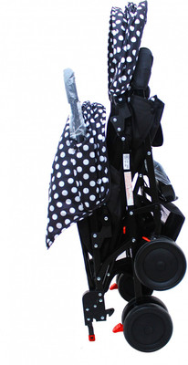 

polka tots Soft, Comfortable Shockproof Twin Black Pram and Stroller(3, Black)