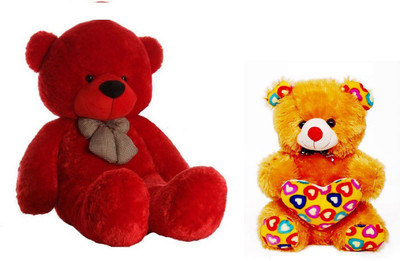 Arvel two combo pack of teddy - 87.8 cm(Red, Brown), Brown;red