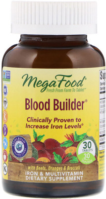 

MegaFood - Blood Builder, Energy Boosting Iron Supplement, 30 Tablets(30 No)