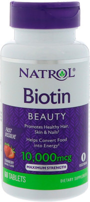 

Natrol Biotin Natural Strawberry Flavor 10000 mcg 60 Tablets(60 No)