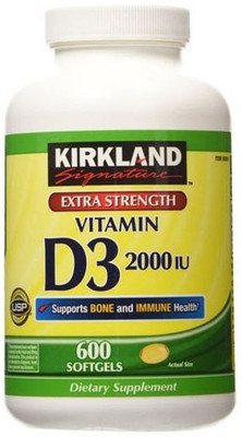 

Kirkland Signature Extra Strength Vitamin D3 2000 I.U. 600 Softgels, Bottle(600 No)