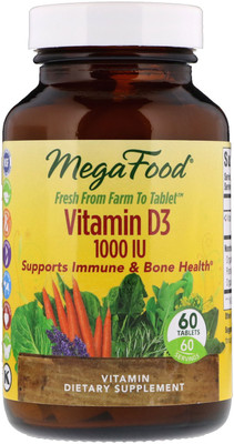 

MegaFood Vitamin D3 1000 IU, Support for Immune Health, Bone Strength 60 Tablets(60 No)