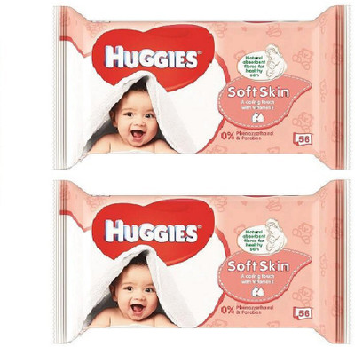 

Huggies Soft Skin Baby Wipes 56's Pack Of 2(2 Pieces)