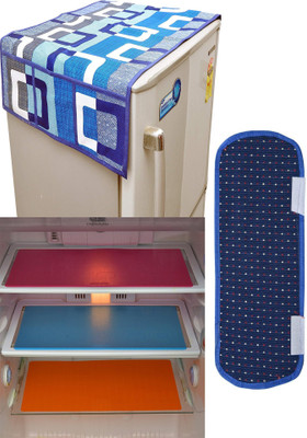 YELLOW WEAVES Refrigerator  Cover(Width: 104 cm, Multi color)