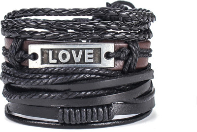 University Trendz Leather Bracelet Set(Pack of 4)