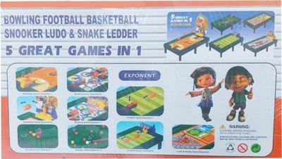 

tysm creation 5 Great Game in 1 Action Game (Bowling Football Basketball Snooker Ludo & Snake Ledder for kids Board Game