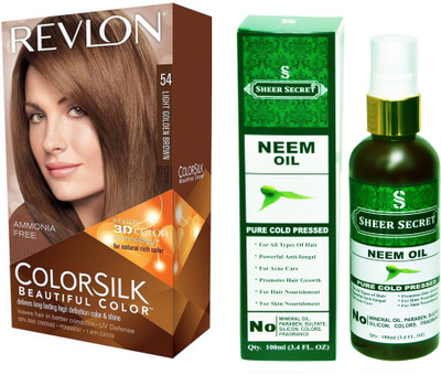 

SHEER SECRET NEEM OIL 100 ML (PURE COLD PRESSED) with REVLON HAIR COLOUR LIGHT GOLDEN BROWN 54(Set of 2)