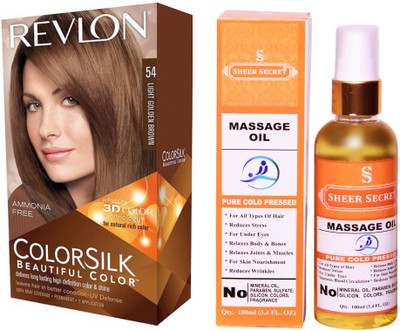 

SHEER SECRET MASSAGE OIL 100 ML (PURE COLD PRESSED) with HAIR COLOUR LIGHT GOLDEN BROWN 54(Set of 2)