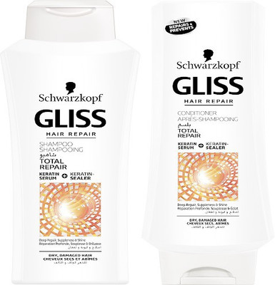

Schwarzkopf Gliss Hair Repair with Liquid Keratin Total Repair Shampoo 400ml & Conditioner 400ml (Set of 2)(Set of 2)