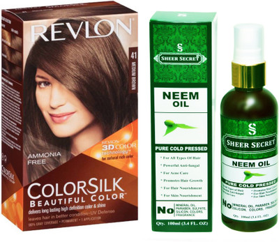 

SHEER SECRET NEEM OIL 100 ML (PURE COLD PRESSED) with REVLON HAIR COLOUR MEDIUM BROWN 41(Set of 2)