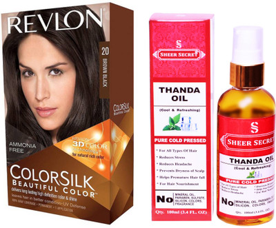 

SHEER SECRET THANDA OIL 100 ML (PURE COLD PRESSED) with HAIR COLOUR BROWN BLACK 20(Set of 2)