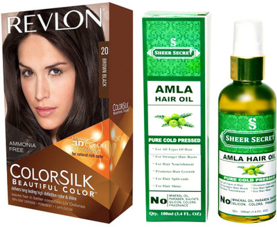 

SHEER SECRET AMLA HAIR OIL 100 ML (PURE COLD PRESSED) with HAIR COLOUR BROWN BLACK 20(Set of 2)