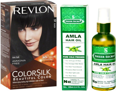

SHEER SECRET AMLA HAIR OIL 100 ML (PURE COLD PRESSED) with HAIR COLOUR BLACK 10(Set of 2)