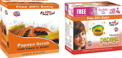 

BEEONE PAPAYA FACE PACK, PAPAYA SCRUB PACK OF 2 (COMBO PACK 240 ML)(Set of 2)