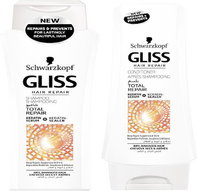 

Schwarzkopf Gliss Hair Repair with Liquid Keratin Total Repair Shampoo 250ml & Conditioner 200ml (Set of 2)(Set of 2)