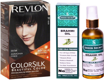 

SHEER SECRET BRAHMI OIL 100 ML (PURE COLD PRESSED) with REVLON HAIR COLOUR BLACK 10(Set of 2)