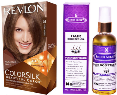 

SHEER SECRET HAIR BOOSTER OIL 100 ML (PURE COLD PRESSED) with HAIR COLOUR LIGHT BROWN 51(Set of 2)