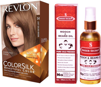 

SHEER SECRET MOOCH AND BEARD OIL 100 ML (PURE COLD PRESSED) with REVLON HAIR COLOUR LIGHT GOLDEN BROWN 54(Set of 2)