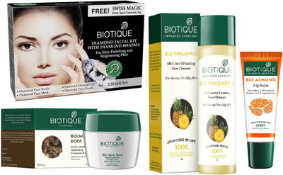 

BIOTIQUE BIO Diamond Facial Kit, Root Treatment Pack , LIP CARE(Set of 4)