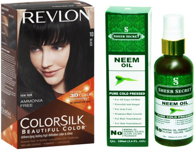 

SHEER SECRET NEEM OIL 100 ML (PURE COLD PRESSED) with REVLON HAIR COLOUR BLACK 10(Set of 2)