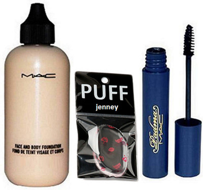 

jenney Silicon Puff & Face And Body Foundation & Padma Mascara(Set of 3)