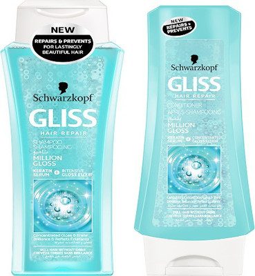 

Schwarzkopf Gliss Hair Repair With Liquid Keratin Million Gloss Shampoo 250ml & Conditioner 200ml (Set of 2)(Set of 2)