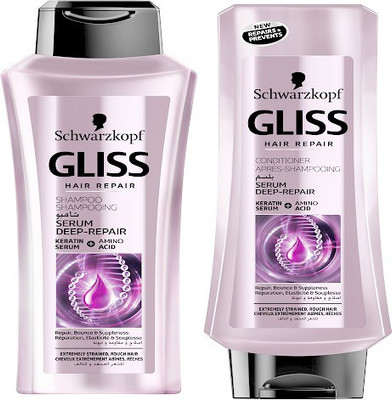 

Schwarzkopf Gliss Hair Repair with Liquid Keratin serum Deep Repair Shampoo 400ml & Conditioner 400ml (Set of 2)(Set of 2)