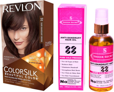 

SHEER SECRET ANTI DANDRUFF OIL 100 ML (PURE COLD PRESSED) with HAIR COLOUR DARK MAHOGANY BROWN 32(Set of 2)