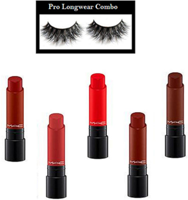 

pro longwear combo Eyelashes, Mac Liptensity Lipstick Multi Color (Pack of 5)(Set of 6)