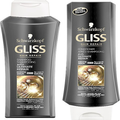 

Schwarzkopf Gliss Hair Repair with Liquid Keratin Ultimate Repair Shampoo 400ml & Conditioner 400ml (Set of 2)(Set of 2)