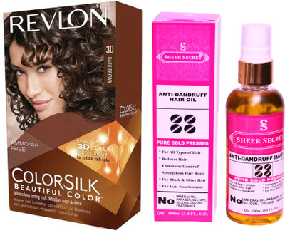 

SHEER SECRET ANTI DANDRUFF OIL 100 ML (PURE COLD PRESSED) with HAIR COLOUR DARK BROWN 30(Set of 2)
