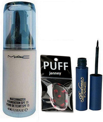 

jenney Silicon Puff & Matchmaster Foundation & Padma Eyeliner(Set of 3)