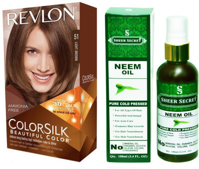 

SHEER SECRET NEEM OIL 100 ML (PURE COLD PRESSED) with HAIR COLOUR LIGHT BROWN 51(Set of 2)